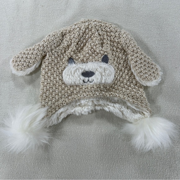 TOBY & ME Dog Beanie Ears Knit Tassles Hat Winter Soft Faux Fur Lined 2-4 YRS - Picture 1 of 7